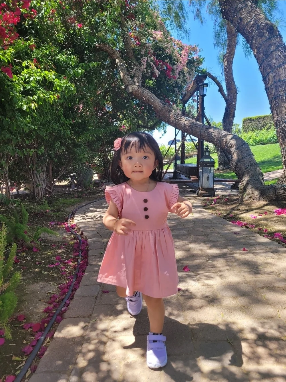 Old Navy Pink & Cream Rainbow Print Dress And Dusty Rose Dress